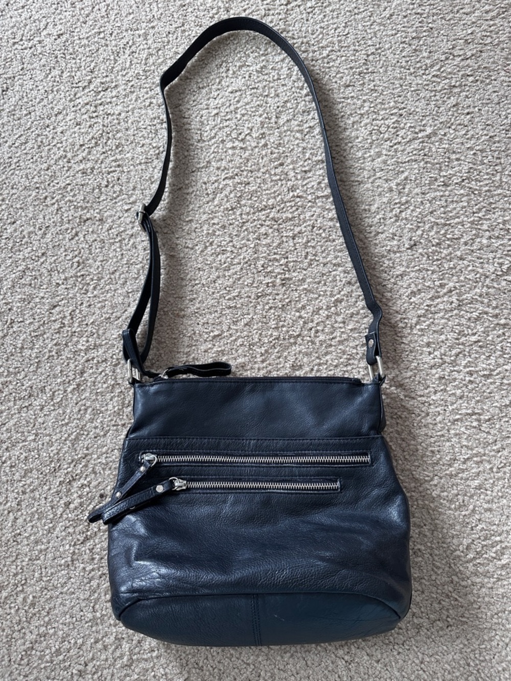 American Leather Works Classic Black Leather Crossbody Bag